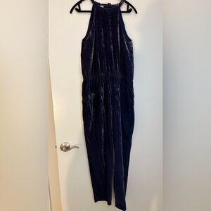 LOFT Deep Blue Velvet Jumpsuit